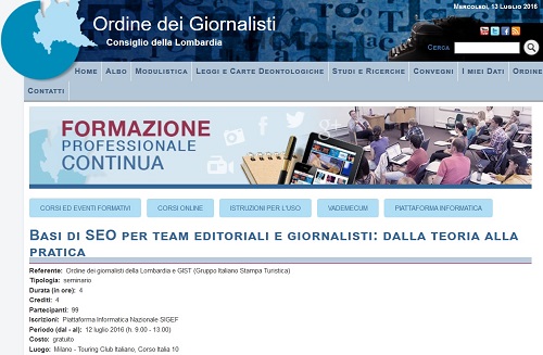 corso seo giornalisti milano